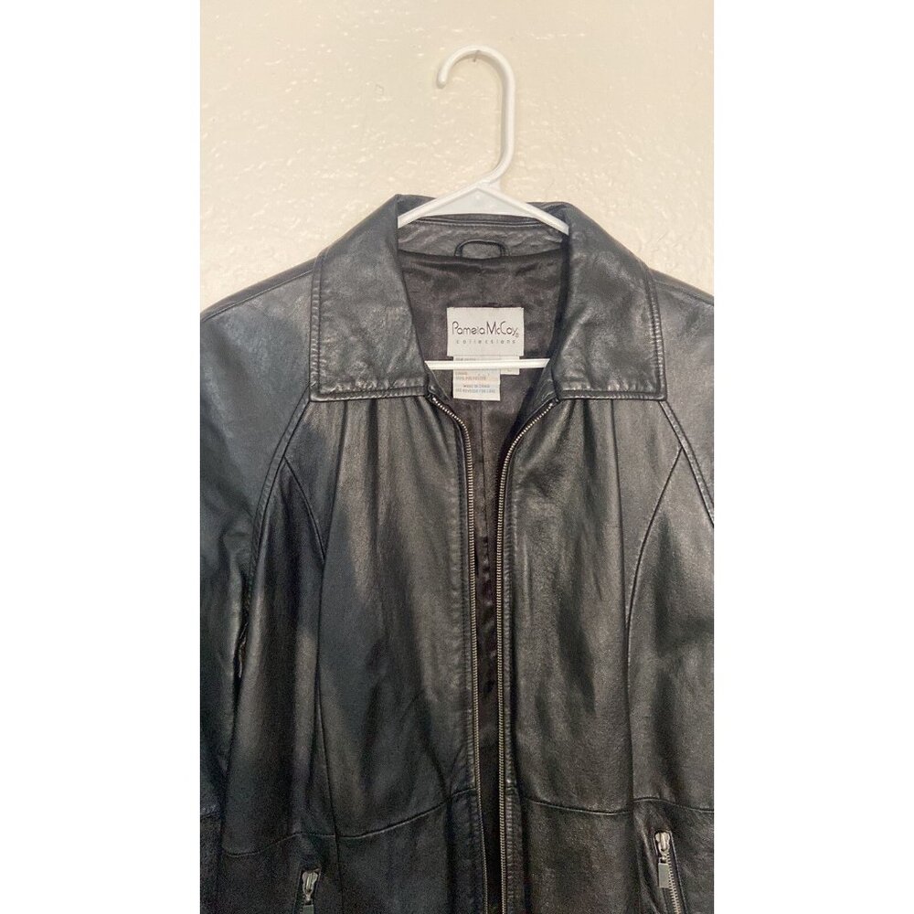 Pamela McCoy Women's Black Leather Jacket Size Large - Picture 7 of 10